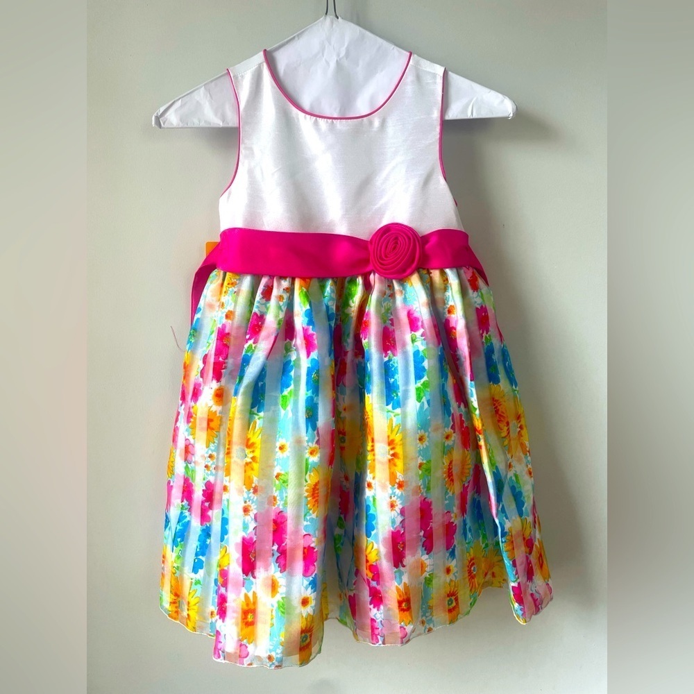 American Princess, girls size 6, lined and tulle floral rosette formal dress EUC